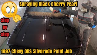 How To Paint A Truck Or Car At Home  Black Cherry Pearl Chevy OBS Silverado  Step By Step Process