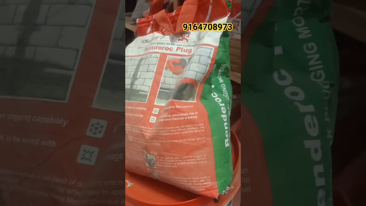 RENDEROC PLUG -Rapid Setting Cement Based, Water Leak Plugging Mortor ( Fosroc chemical Solutions)