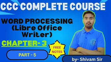 LIBRE OFFICE WRITER PART-5|CCC|O LEVEL