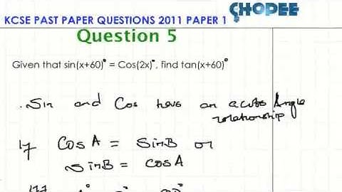 KCSE 2011 Paper 1   Q5
