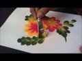 How to paint Simple tear drop flower and leaf composition step by step