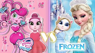 My talking Angela 2 Mommy Long Legs Vs Frozen Elsa cosplay #mytalkingangela2 #frozenelsa #longlegs