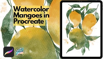 How to paint watercolor Mangoes in Procreate - Summer Fruit Illustration