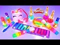 Play doh unicorn makeup set how to make eyeshadow lipstick  nail polish  with play doh for kids