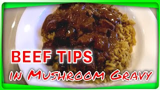 SUPER EASY Crockpot Beef Tips in Mushroom Gravy
