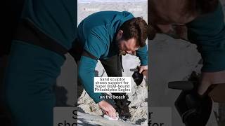 Sand sculptor shows support for Super Bowl-bound Philadelphia Eagles