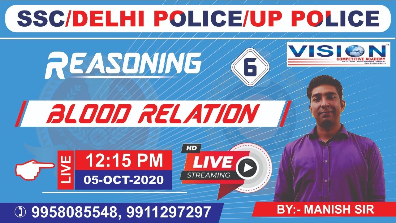 BLOOD RELATION REASONING SSC 2020 DELHI POLICE UP POLICE 