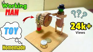 how to make self working man toy|| rotating wheel ||DC motor ||samar experiment||GM Creative Talent