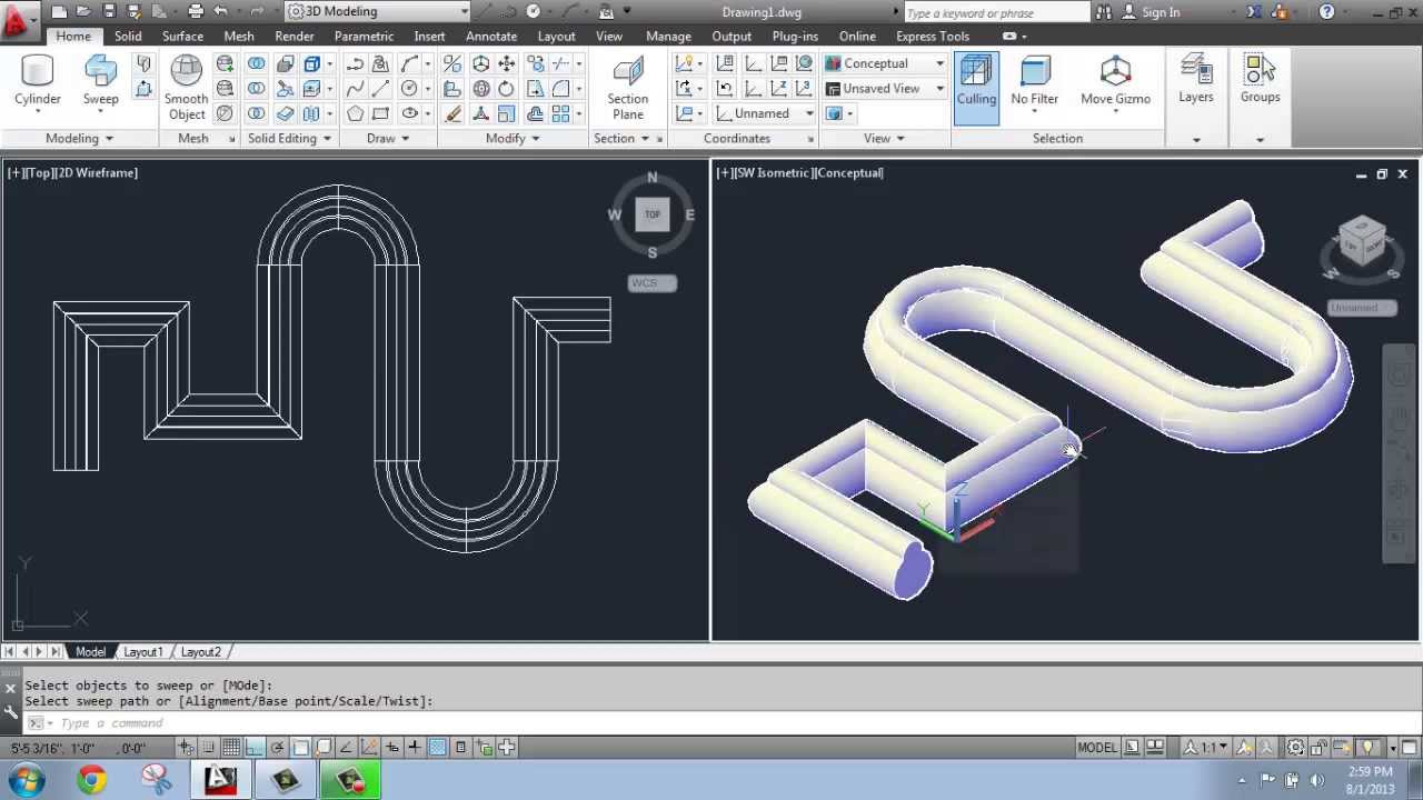  AutoCAD 2020 3D Modeling Basics 9 Sweep Brooke 