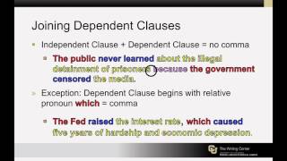 Joining Dependent Clauses: Creating Complex Sentences
