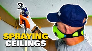 SPRAYING INTERIOR CEILINGS painting ceilings with a sprayer. Ceiling painting instructions.