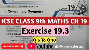 Icse class 9 maths chapter 19 , co-ordinate Geometry|| Ex 19.3 ( Q 6 To Q 10 ) @MNmathsclasses 