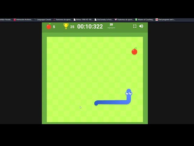 google snake game twin mode (slow) 50 apples 01:03:201 