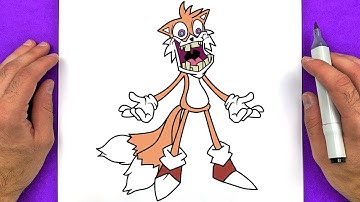 How to DRAW SECRET HISTORY TAILS (Sonic.EXE 3.0) from FRIDAY NIGHT FUNKIN (FNF) Characters - Easy