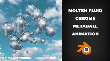 Iridescent / holographic molten fluid chrome metaball animation. Blender tutorial for beginner.