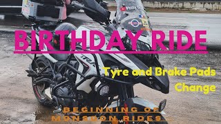 RIDING FOR FAMILY || TYRE & BRAKE PADS CHANGE || Ready for Monsoon rides ??||