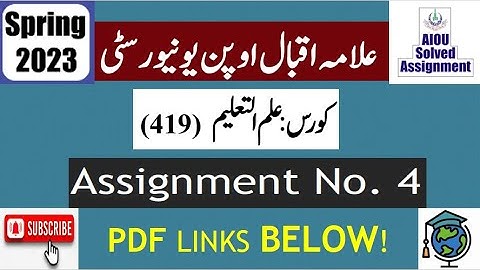 ⏩ AIOU Code 419 Solved Assignment No.4 Spring 2023 || Subject: Education || Level: BA/B.Com