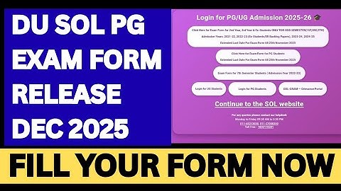 DU SOL PG EXAM FORM RELEASE SEMESTER 3 DECEMBER 2025 EXAM 