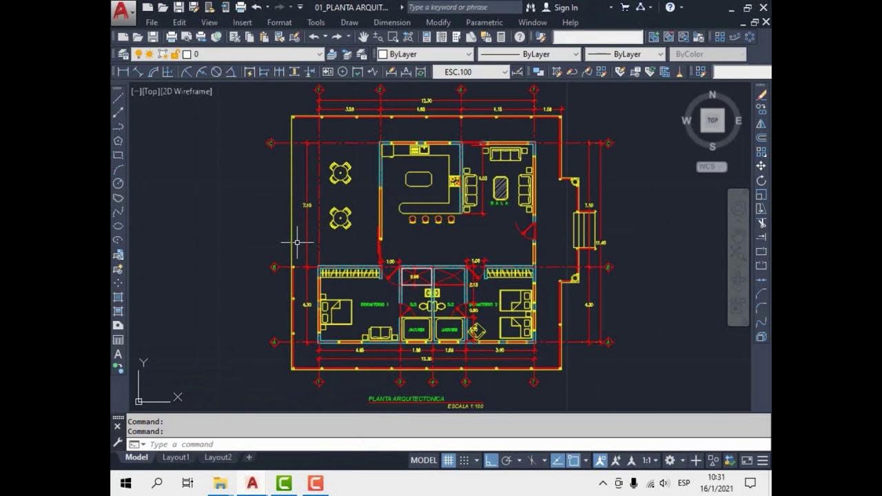 Como Dibujar Una Planta Arquitectónica En Autocad Youtube