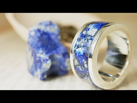 ラピスラズリを砕いて鮮やかなシルバーリングを作る！/And crushed lapis lazuli make a brilliant silver ring!
