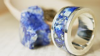 ラピスラズリを砕いて鮮やかなシルバーリングを作る！/And crushed lapis lazuli make a brilliant silver ring!