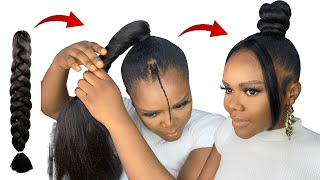 10 MINUTES QUICK HAIRSTYLE USING BRAID EXTENSION