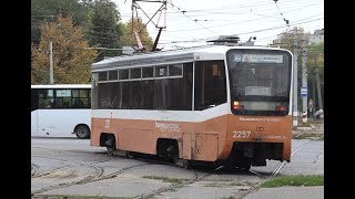 Поездка на трамвае  71-619К № 2257 (2005 г.в) Маршрут 6 Ульяновск