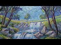 Как нарисовать водопад гуашью/How to paint waterfall using gouache