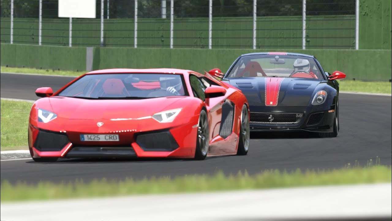 Ferrari 599 GTO vs Lamborghini Aventador. OnBoard at Imola / Assetto ...