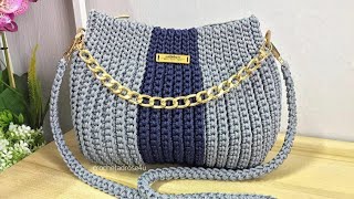 كروشيه شنطة كروس بخيط السلسله او مكرمية/كروشيه شنطة العيد/bag crochet