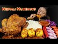 Eating whole chicken curry with rice spicy egg curry        mukbang