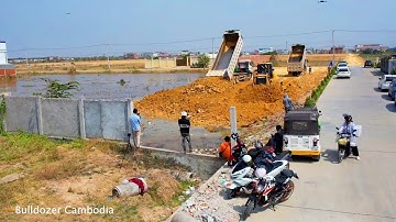 Full process & many years of experience to build a long road using machine shantui push soil gravel