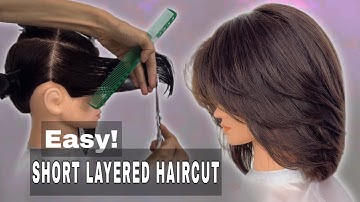 Easy! SHORT LAYERED HAIRCUT TUTORIAL
