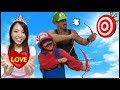 マリオとルイージの勝負！ピーチからのチョコを受け取れるのはどっち？【マリオなりきり ごっこ遊び】