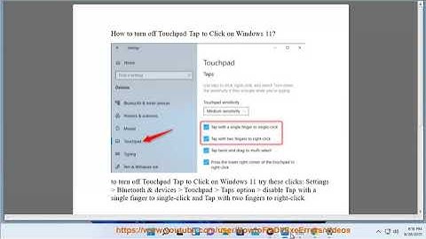 Turn off Touchpad Tap to Click on Windows 11