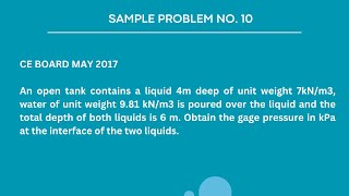 UNIT PRESSURE - Sample Problem No. 10 (Fluid Mechanics & Hydraulics)