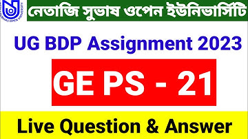 nsou GE PS -21 Assignment Question answer 2023 | nsou ug BDP assignment answer 2023 | nsou .