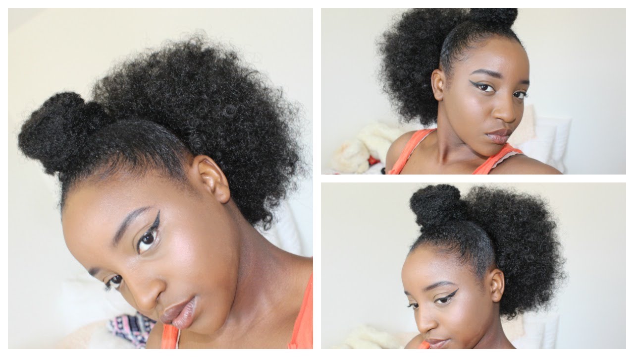 Cute Hairstyle For Short 4c B A Natural Hair Half Up Half Down With Faux Hair