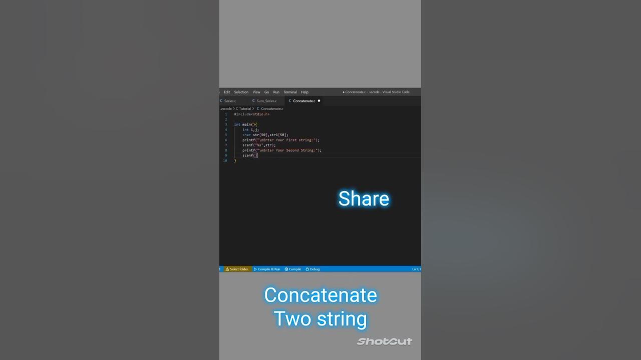 concatenate two string without using library function🥵||#clanguage# ...