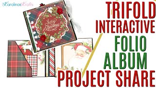 Trifold Folio Mini Album using Classic Christmas Paper Pad, Christmas Photo Album w Triple Waterfall