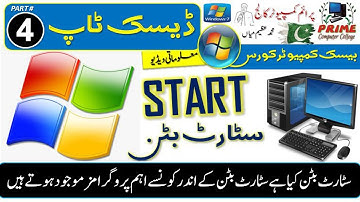 Desktop 4 | Start Button | What is Start Button and its Use | Windows 7 Button | Start Menu Sub Menu