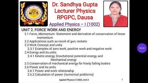 Applied Physics-I (1002), Unit 2, part 2 by Dr. Sandhya Gupta, Lecturer Physics, RPGPC, Dausa