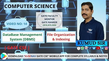 14 FILE ORGANISATION AND INDEXING #GATECSE #DBMS #INDEXING #GATE2023