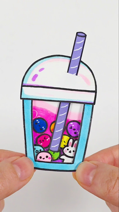 레인보우 버블티 스티커 만들기 #rainbow #bubbletea #juice #paperdiy  #shorts #diy #종이놀이