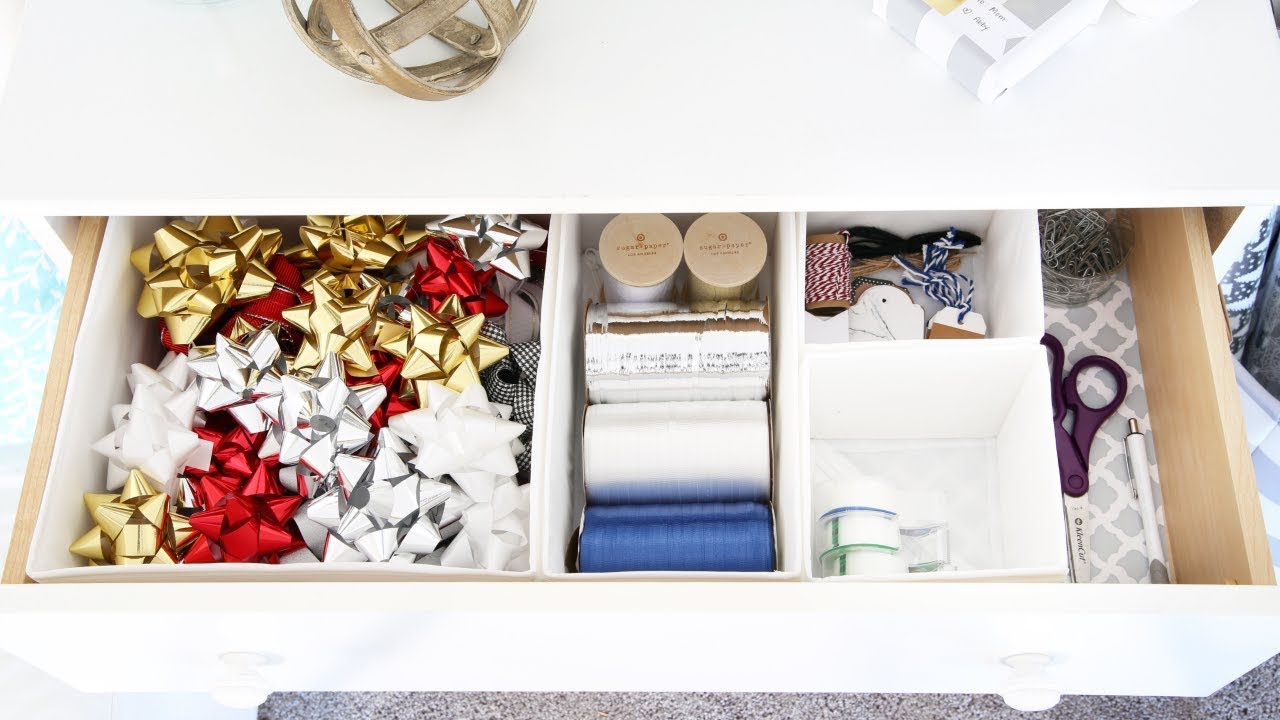 Organized Gift Wrap Shelf & Drawers - Simply Organized