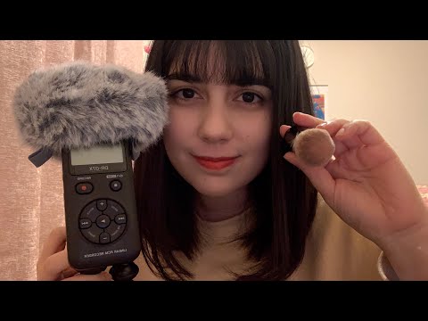 ASMR Tapping and Talking on New Microphone (Scratching, Brushing, Mouth Sounds) / 新しいマイクにタッピングとトーキング