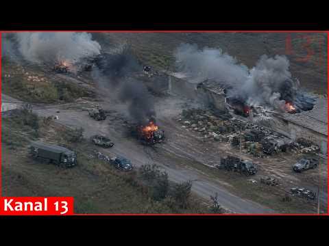 Ukrainian border guards wipe out Russian vehicle fleet in devastating strikes near Kharkiv - Video