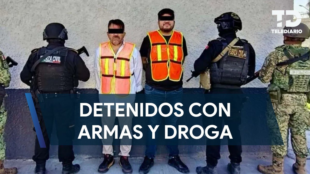 Fuerza Civil detiene a dos hombres con armas y drogas en Apodaca - YouTube