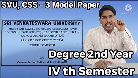 SVU, CSS - 3 Model Paper | Sri Venkateswara University | Degree Second Year | Fourth Semester