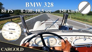 BMW 328 Roadster, High Speed Test on German Autobahn, POV, Pure Sound, 150 kph! Pre war car